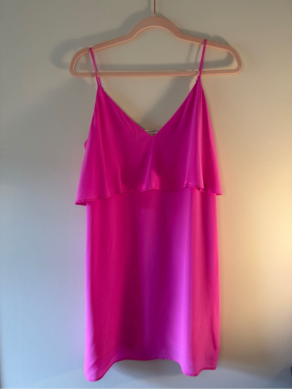 Lavender Brown 100% Silk Pink Ruffle Dress Size Small